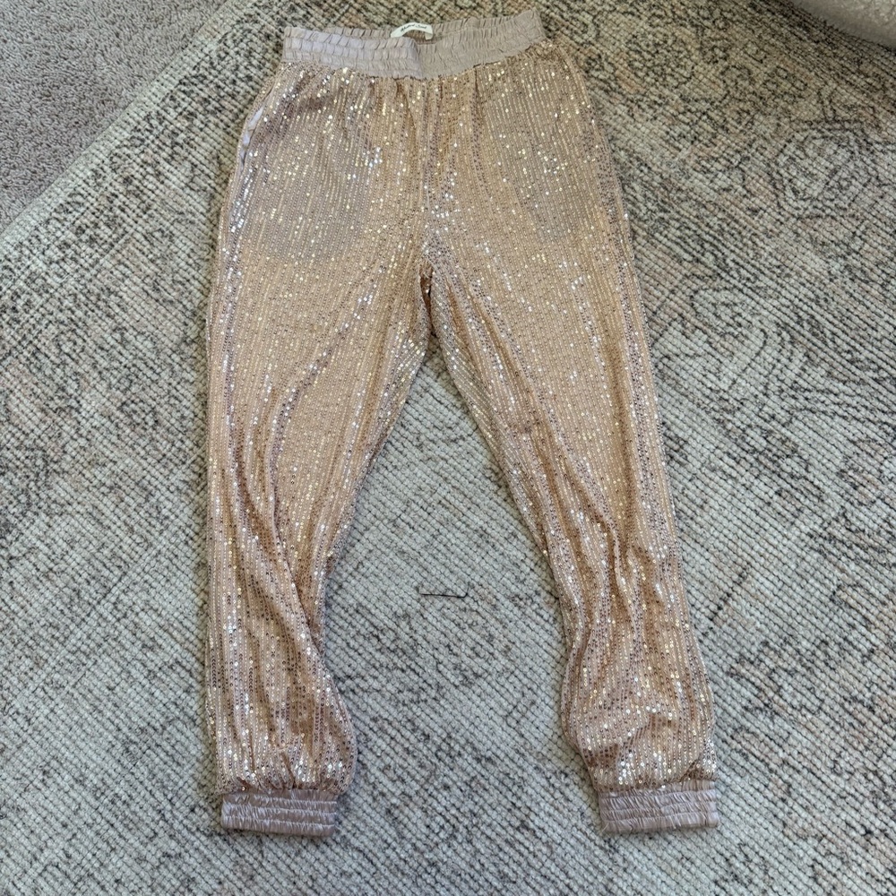 Sparkly Sequin Pants S cream/gold Mustard Seed